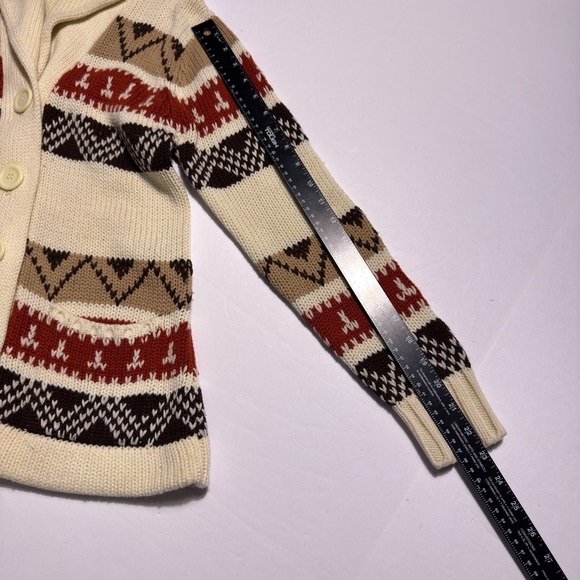Vintage Cardigan Sweater Mens Small Western Chunky Knit Lebowski Geometric - Picture 9 of 9